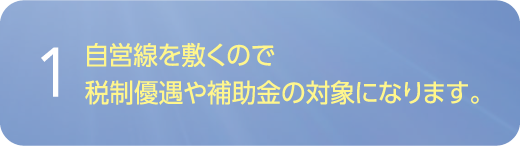 自営線を敷くので税制優遇や補助金の対象になります。